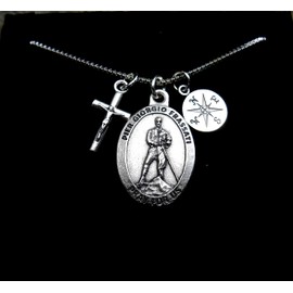 Blessed Pier Giorgio Frassati, Sterling Silver Compass Charm, Sterling Silver 18" Box Chain, Verso L Alto Necklace, Patron Saint of World Youth Day, Confirmation, Rock/Mountain Climbing
