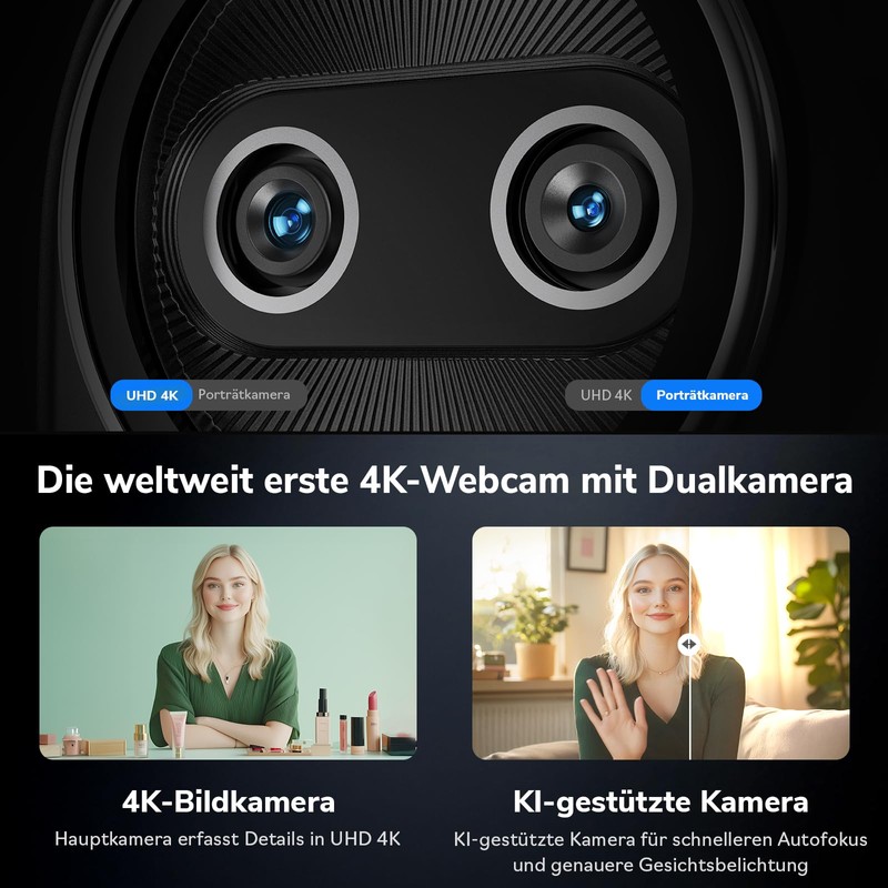EMEET 4K Webcam Piko, World's First AI-Powered 4K Webcam with