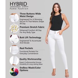 Hybrid & Company Women's Butt Lift Skinny High Waisted V3 Super Comfy Stretch Denim Pants P45075SKX White 16S