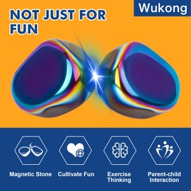 Wukong Pack of 60 Small Hematite Magnets, Colourful, Irregular Stones, Mini Magnets, Puzzle Magnetic Fridge Magnets for Family Reunions, Camping, Office