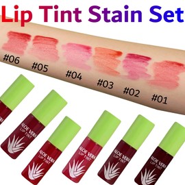 6 Colors Lip Stain Tint - Lip Tint Lip Stain Long Lasting - Transfer Proof Mini Liquid Lipstick Non-Sticky Cheek Tint Moisturizing Lipgloss Makeup - Matte Finish Lip Makeup For Women
