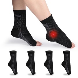 MILAIUN Ankle Brace Pack of 4, Professional Ankle Brace for Women/Men, Compression Socks, Foot Brace, Right and Left Ankle, for Arthritis, Sprained Ankle, Sports (Black, M)