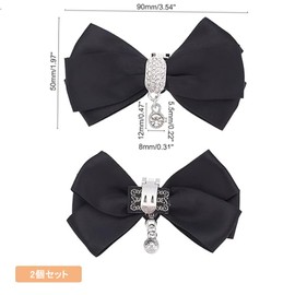 NazyJnn Ribbon Shoe Clips, Set of 2, Easy to Put On and Take Off, Sparkling Charms, For Pumps, Decoration, Bowknot, Accessory, Stylish, Women's, For Weddings, Parties (3 Colors Available), One size