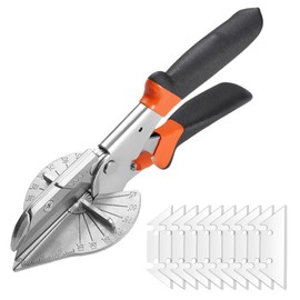 BRIOTA Miter Shears, Multifunctional Trunking Cutter with 10 Replacement Blades, 45 to 135 Degree Multi Angle Trim Cutter, Blind Cutter for Cutting Soft Wood, Plastic, PVC and More