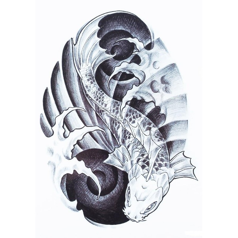 HB251 253 Temporary Fish Tattoo Japanese Koi Tattoo, Japankoi Tattoo,