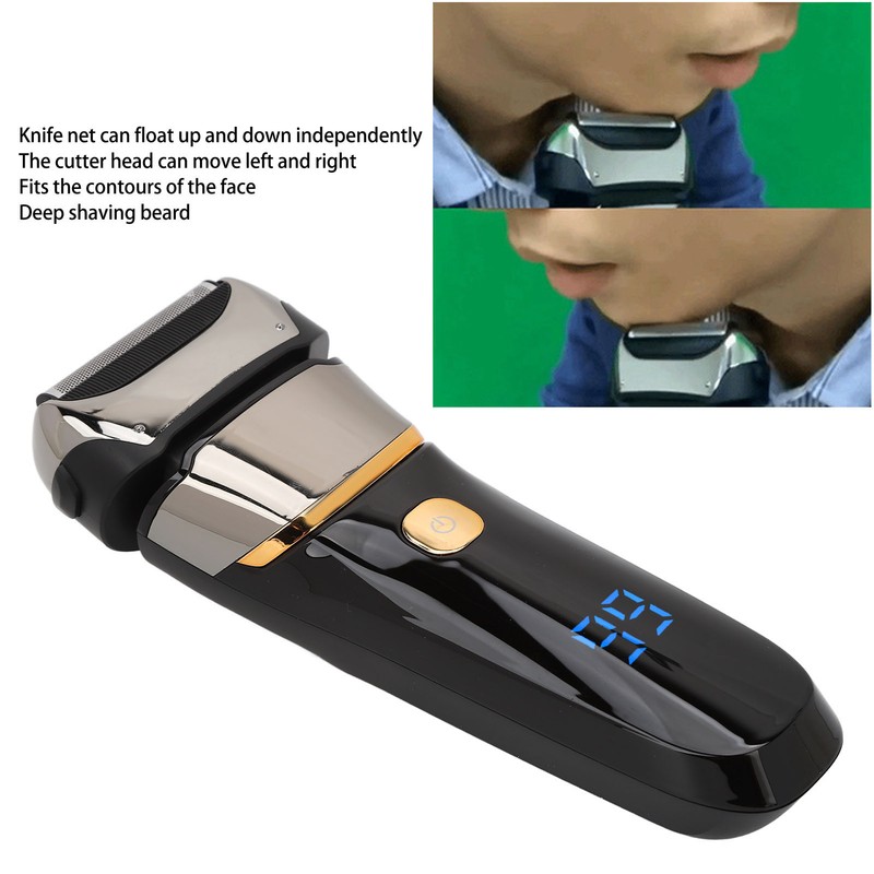Men Cordless Electric Face Shaver Digital Display USB Rechargeable Washable