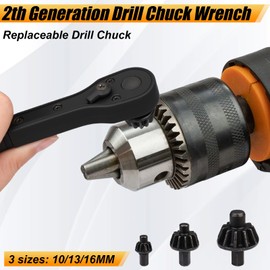 Dexspoeny 3-in-1 Magnetic Ratchet Drill Chuck Key Wrench | Universal Chuck Wrench for Electric/Cordless Drills with Non-Slip Grip
