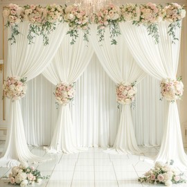 8 Panels Ivory Backdrop Curtain for Wedding Parties Wrinkle Free Ivory Photo Curtains Backdrop Drapes Fabric Decoration for Baby Shower Photography 40ft(W) x 10ft(H)