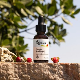 Sky Organics Organic Rosehip Oil for Face, Rejuvenating Glow Oil to Support a Bright, Dewy & More Radiant Complexion, Suitable for Dull or Tired Skin, 100% Pure & Cold-Pressed Facial Oil, 1 fl. Oz Serum Skincare Fragrance Vitamins
