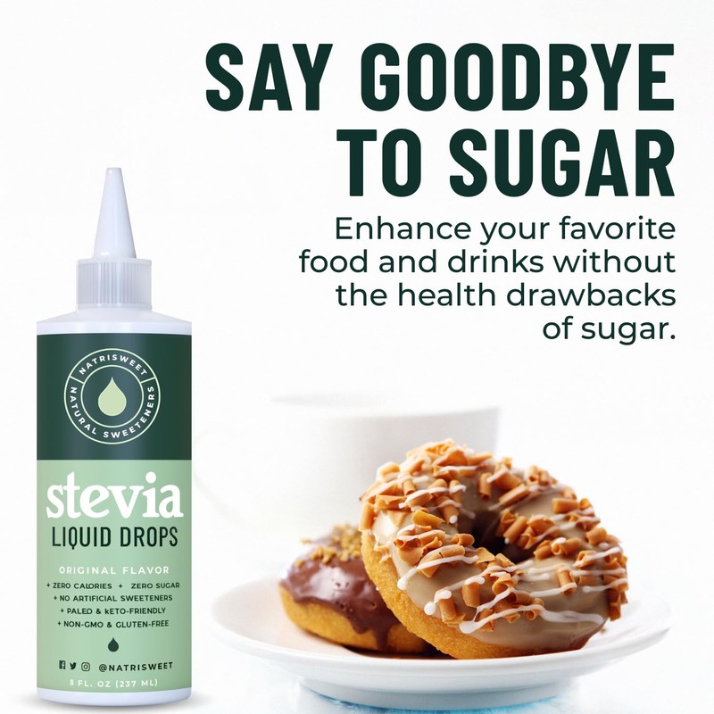Natrisweet Liquid Stevia Drops, 8oz 2pack, Pure Sweetener from Stevia