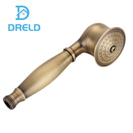 DRELD Retro Shower Head Copper Hand Shower, 1 Piece Brass Shower Head, Antique Shower Head, Nostalgic Retro Hand Shower with Telephone Style Gold Shower Head (17 cm Long, 5 cm Head Diameter)