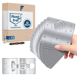 shinfly Hinge Repair Plate, 12 Pieces Door Hinge Repair Kit, with 26 Pieces Screws, Stainless Steel Hinge Repair Kit for Repair Cabinet Doors, Wardrobes, Bookshelves