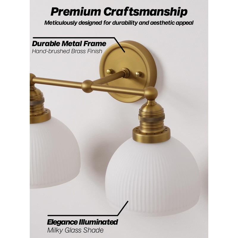 Teqinchy 2-Light Gold Wall Sconces,Vintage Bathroom Wall Sconce Light with