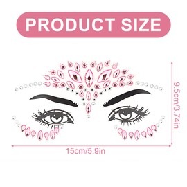 Zeayebsr Gemstones Temporary Tattoos Glitter Gemstones Rhinestone Face Jewels Crystals Rhinestones for Music Carnival Party Glitter Stones Face Festival Accessories 3 Pieces