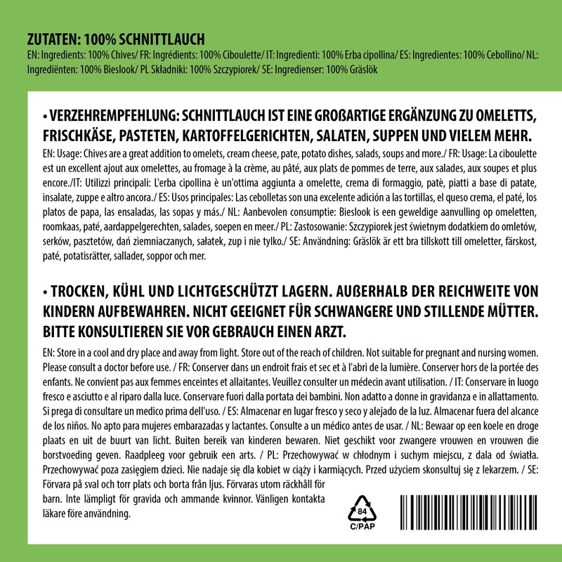 Chives Dried 500g 1.1 lb by Alpi Nature, Chopped Chives