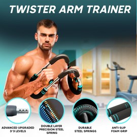Crosswings Twister Arm Trainer for Men & Women, Adjustable 6 Gears (40-100Lbs), Twister Arm Chest Exerciser, Forearm Strengthener Portable Detachable Chest Workout Equipment for Home & Gym