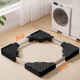 Appliance Rollers Heavy Duty, Adjustable Mini Fridge Stand Washer and Dryer Stand with 16 Locking Wheels, Appliance Furniture Dolly Universal Stand Base for Washer, Dryer (Black, 16 Wheels)