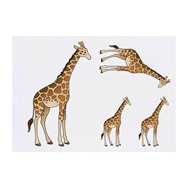 4 x 'Giraffe' Temporary Tattoos - Water Resistant, Skin-Safe, Non-Toxic Transfers, Mixed Sizes (TO00015947)