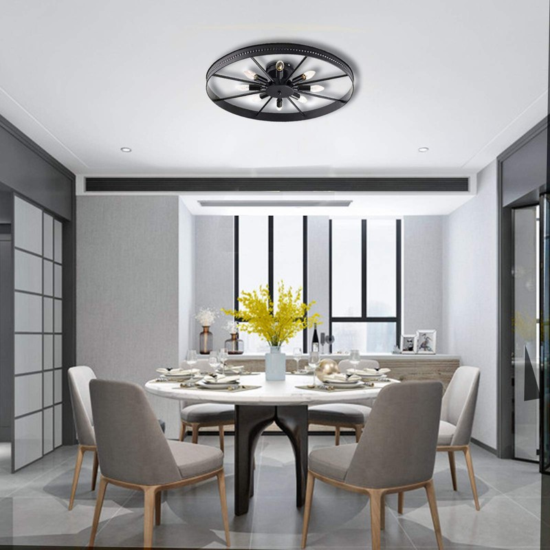 Ceiling Light Fixture Flush Mount Ceiling Lamp Black Farmhouse Chandelier