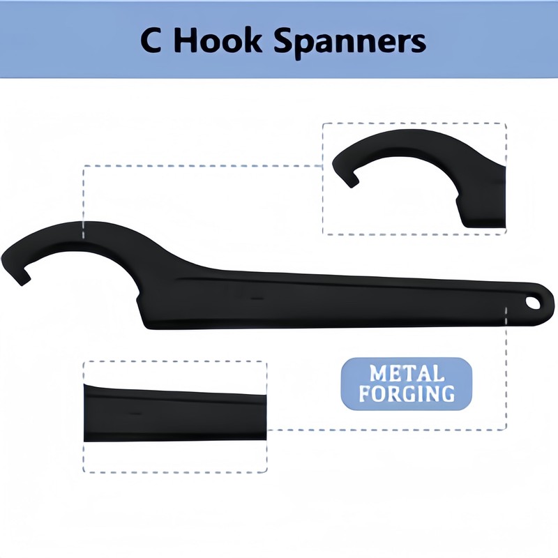 Boxonly C Hook Spanners Wrench Square Hook Wrenches Chuck Multi-Function