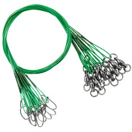 9Tong Stainless Rigs Fishing Leader Lure Steel Swivel Fishing Leaders Freshwater Saltwater Snap Wire Leader Stainless Black Nickel #3 50lb 15.8in 20pcs