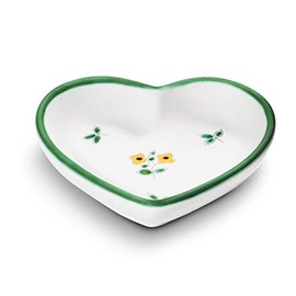 GMUNDNER KERAMIK Heart Bowl Size: L 8.8 cm x W = 10 cm x H = 2.4 cm Scattered Flower Tableware, Handmade in Austria