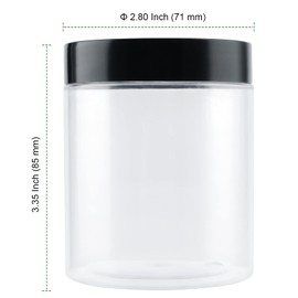 PINGEUI 24 Pack 250ml Clear Round Plastic Jars with Lid, BPA Free Wide Mouth Plastic Container, Empty Sample Storage Pot Jars for Slime, Food, Spices, Liquids, Crafts