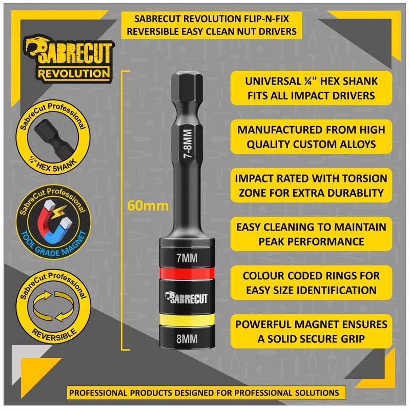 1 x SabreCut SCDIN7-8 Dual Size 7mm & 8mm Magnetic