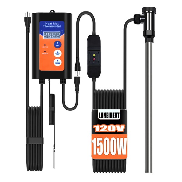 1500W 120V Titanium Fully Submersible Immersion Water Heater with LCD