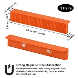 Tibapla 2 Pcs Vise Jaw Pads, 6 Inch Magnetic Vise Jaws, Soft TPU Rubber Vise Jaw Protective Covers Fit Wide Array of Vises/Vices and Blocks