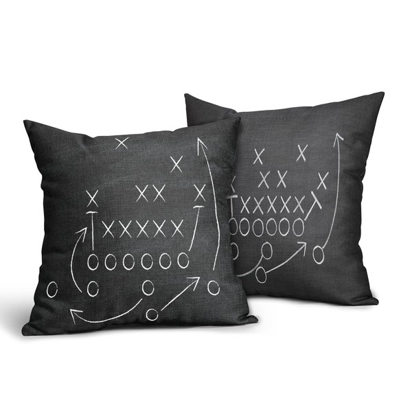 American Football Pillow Cover Set of 2 Tactics Chalk Blackboard
