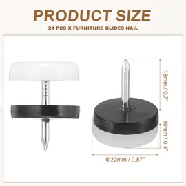 PATIKIL 0.87" Dia Chair Slides, 24 Pcs Nail on Furniture Glides Chair Leg Floor Protectors for Wooden Furniture, Table Feet, Carpet and Hardwood, White