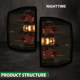 GRAND ORANGE Rear Tail Lights Assembly Rear Lights Tail Lamp w/Bulb Compatible With 2016-2019 Chevy Silverado 1500 2500 HD,Clear Lens