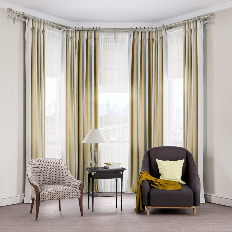 HOTOZON 1 Inch Heavy Duty Double Bay Window Curtain Rod,36-72