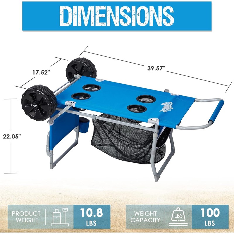 2-in-1 Beach Cart with Big Wheels for Sand, Folding Utility
