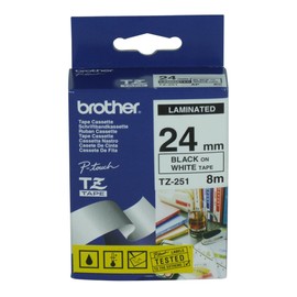 Brother TZ251 2.4cmx8m Laminated Tape Roll - Black on White
