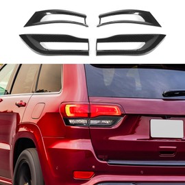 Jimen Compatible with Jeep Grand Cherokee 2014-2020, 4PCS Tail Light Cover Trim Exterior Accessories (Carbon Fiber)
