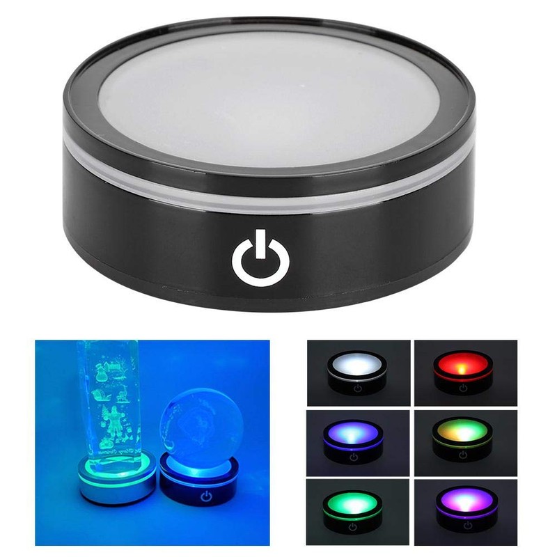 3D Crystal LED Light Base Black Flat Touch Multi Mode