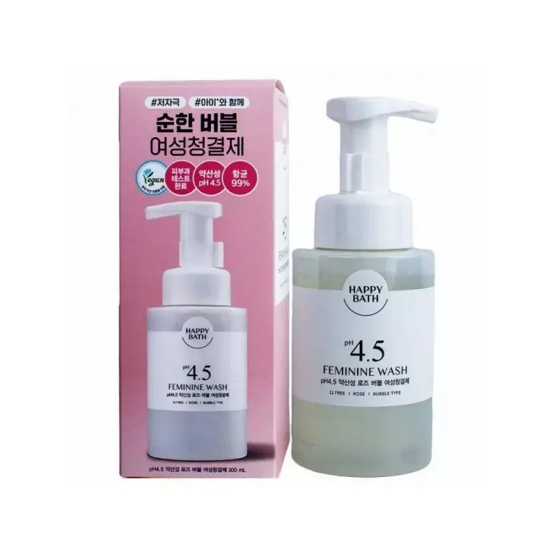 Happybath [해피바스] 피에이치4.5 약산성 로즈 버블 여성청결제 300ml [Happy Bath]