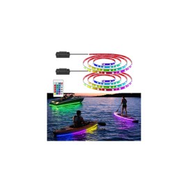 Battery Operated Marine Submersible Boat Lights Strip, 2 Pcs 4FT 9V IP68 RGB Kayak Paddleboard Light, Boat Interior Deck Courtesy Light, Golf Cart Canopy Roof Underglow Lights