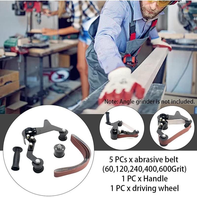 Belt Sander Adapter for Angle Grinder, Tube or Pipe Sanding