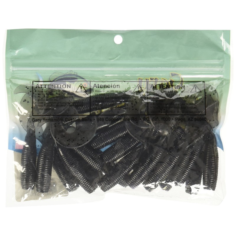 Yamamoto Gary Single Tail Grub 4", Smoke w/ large black