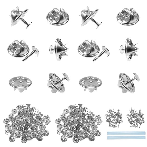 TOAOB 100 Pairs Butterfly Clutch Tie Pins Tacks Silver Butterfly Clutch Backs Metal Tone Replacement Copper Pin Backs with 8mm Blank Pins for Craft Making