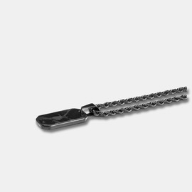 CRBNCNCPT® Kette mit Carbon Fiber Mini Dog Tag Anhänger | Schwarze Edelstahlkette | Rope Chain | Edle Männer Halskette | Kohlenstoff Hundemarke | Accessoires Schmuck Herren (Forged Carbon)