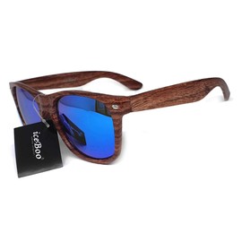 iceBoo Sunglasses Vintage Retro Classic Unisex UV400 (Wood Grain Frame (WR5091))