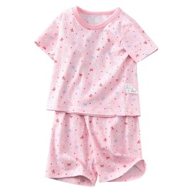 HahaNice 90-160 Children's Clothing, Girls, Pajamas, Kids, Short Sleeve, Room Wear, Top and Bottom Setup, Cotton, Summer Clothes, Sleepwear, Shorts, Half-Length, Girls, Juniors, Cool Neck, Sleepwear,