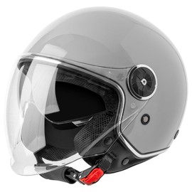 VINZ Tobia Jet Helmet with Double Visor, Scooter Helmet with Sun Visor, Sizes XS-XXL, ECE 22.06 Certified, Motorcycle Helmet with Visor, Many Colours Available, Grey