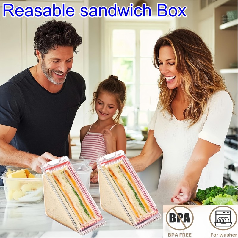 FeBohao Sandwich Container with Lid Triangle Sandwich Box Clear Plastic