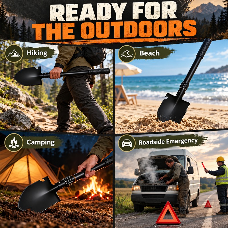 Folding Shovel for Camping and Outdoor Use – Portable Carbon