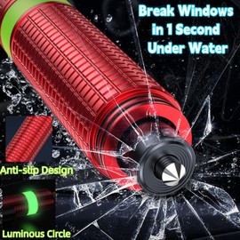 Seoulish Window Breaker Seatbelt Cutter,2 in 1 Car Safehammer Window Punch Emergency Escape Tool,Safety Hammer Glass Breaker Seat Belt Cutter Keychain Underwater for Automotive (2, redblack)